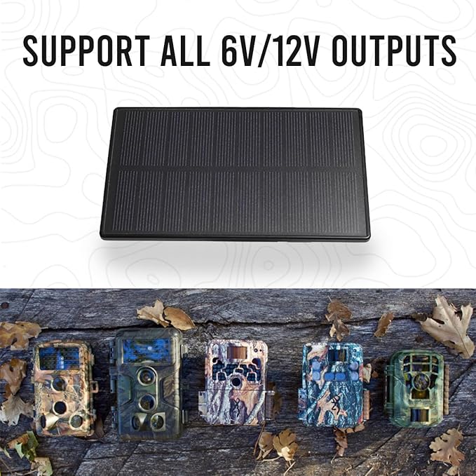 Trail Camera Solar Panel - Power Horse 6V/12V Solar Panel Kit with 5200mAh Battery for Hunting Camera, 1.7/2.1mm DC Connectors Fits Most, Solar Panel for Trail Cam