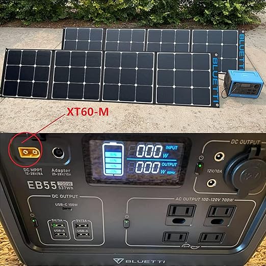 XT60 Extension Charging Cable DC Car Charger to Car Cigarette Lighter Plug Compatible with EF ECOFLOW Delta River Bluetti EB55 Anker 757 767 Portable Power Station Solar Generator DC Adapter