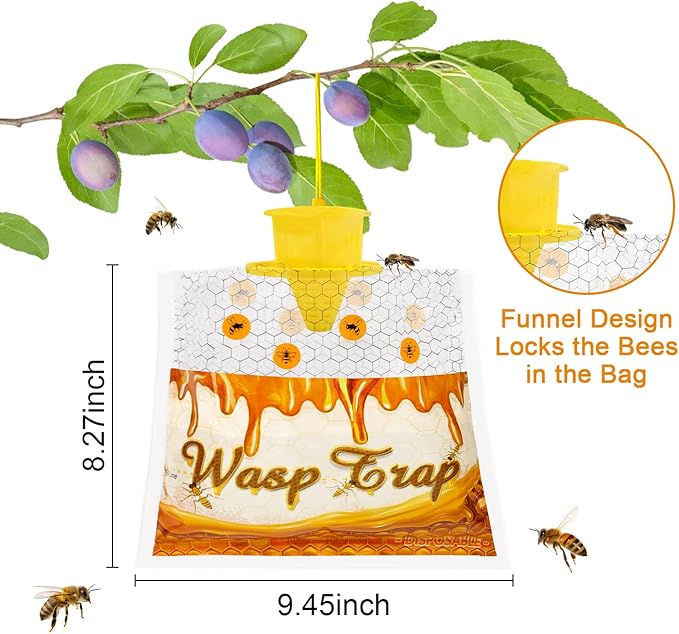 6 Pack Disposable Wasp Traps Outdoor Hanging Carpenter Bee Traps for Outside Yellow Jacket Trap Hornet Trap Wasp Catcher for Bug Flies Patio Garden
