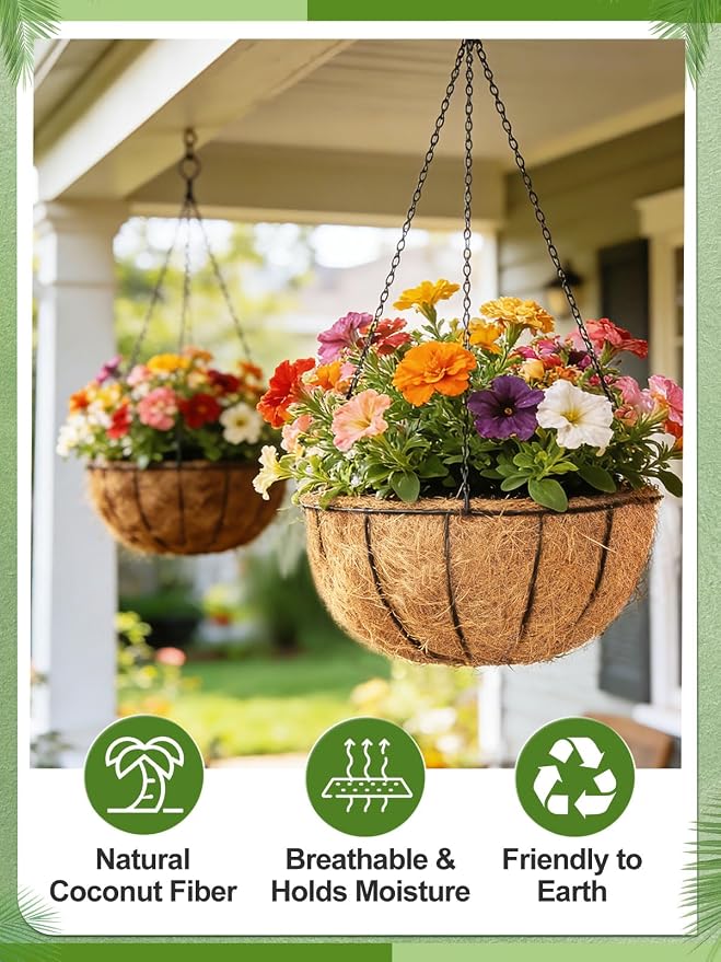 16'' x 120'' Natural Coco Liners for Planters - Coconut Fiber Hanging Basket Liner for Window Box Raised Bed Liner Garden Decoration Reptile Carpet