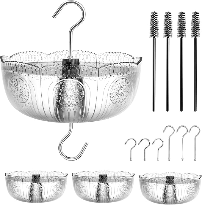 Ant Moat for Hummingbird Feeders, (4 Pack, 6 OZ) Vintage Style Ant Guard Hummingbird Feeder (Clear)