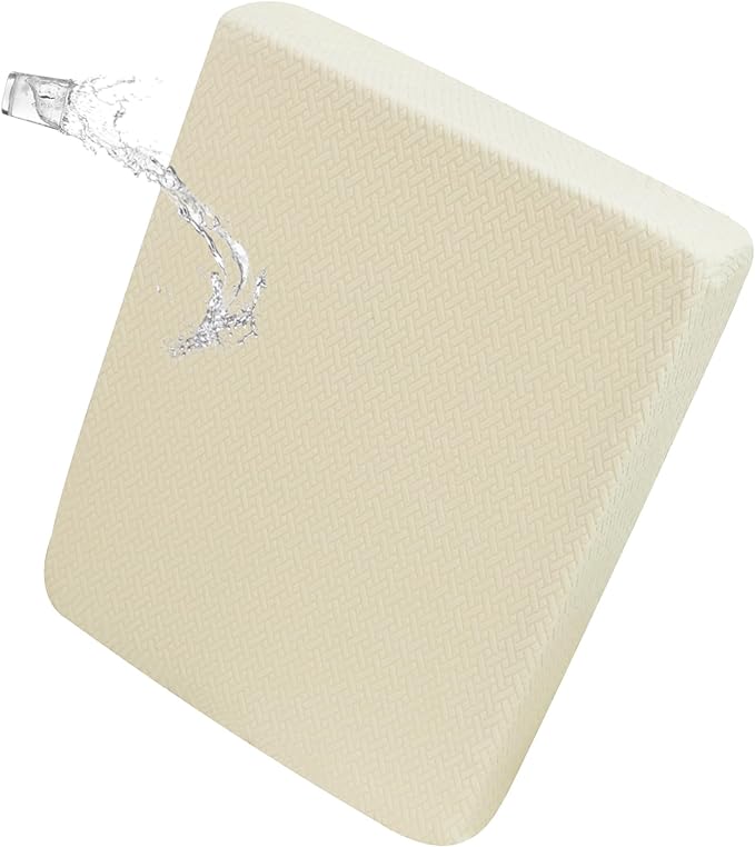 FORCHEER Beige Waterproof Patio Cushion Covers for Outdoor Furniture 37x22x4 Stretch Jacquard Outdoor Loveseat Cushion Cover Replacement Washable 1 Piece