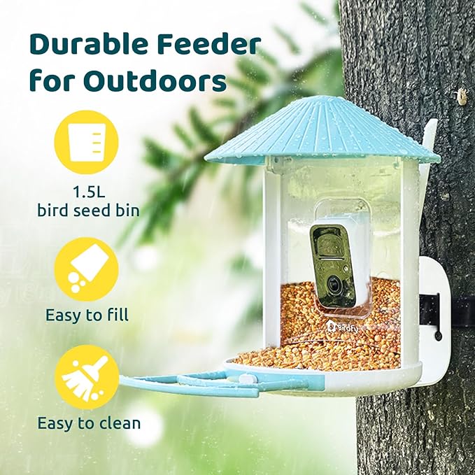NETVUE Birdfy® Hummee Smart Hummingbird Feeder with Camera, Auto Capture Bird Videos & Birdwatching Up-Close, 2 in 1 Feeders Attract More Hummingbirds, Ideal Present for Bird Lover