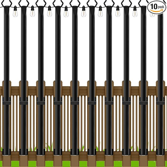 LETIANPAI 10 Pack String Light Poles,5 Ft Metal Poles for Outdoor String Lights,Outdoor Light Poles,Poles/Post/Stand for Outside