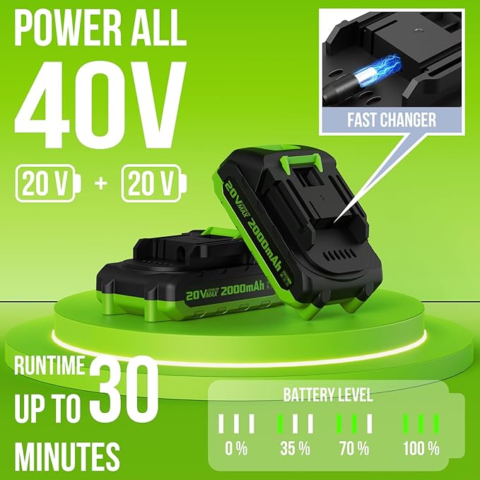 VARSK 12 Inch 20V Cordless Weed Wacker with Automatic Line Feed, 2 in 1 String Trimmer and Edger, Includes 2 X 2.0Ah Batteries/1 X Charger/6 X Replacement Spools, Weed Eater for Lawn, Garden, etc
