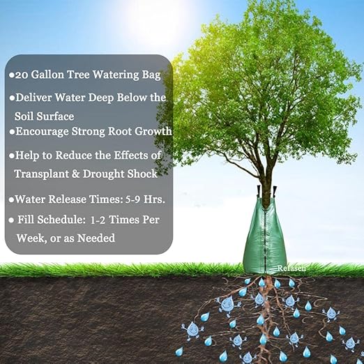 Tree Watering Bag, 20 Gallon Water Bags for Trees Slow Release Drip Irrigation Bag for Trees (3 Packs)