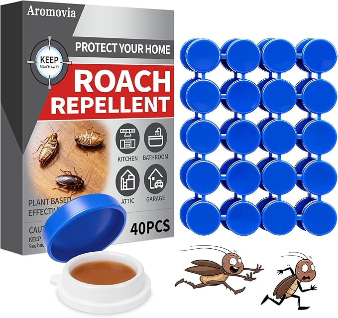 Cockroach Gel Bait, Repellent All Roaches, 40PCS with Adhesive Pads, Cockroach Trap Indoor Home Fast-Acting & Long-Lasting Protection, Safe for Indoor Use