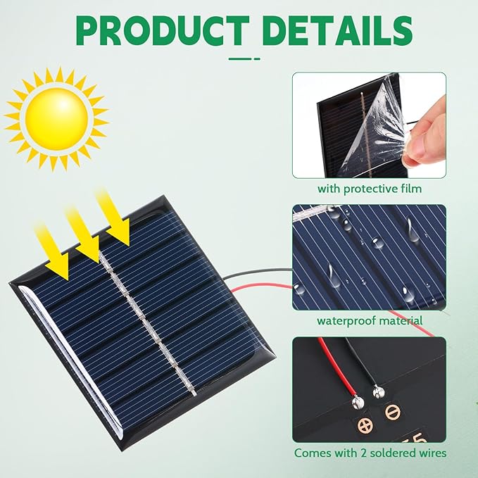 Kanayu 30 Pcs Small Solar Panels 3v 120ma Mini Polycrystalline Solar Cells DIY System Kits Epoxy Panel Module Photovoltaic Cells Charger 60 x 55 mm for Light Phone Charger Flashlight