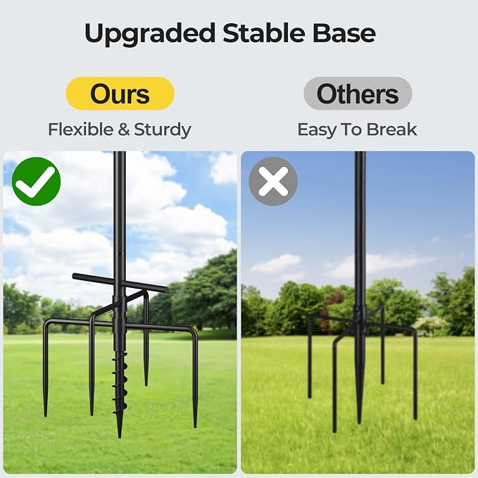 Garden Bird House Pole for Outdoor, BITNIN 92 Inch Heavy Duty Bird Feeder Pole Stand with Squirrel Proof Baffle 4 Shepherd Hooks, 5-Prong Base Bird Feeding Station Adjustable Height