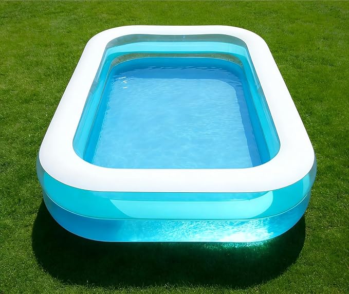 Kids Splash Pool Inflatable 120x72 Inch Rectangular, Extra Large BPA-Free PVC Family Pool ASTM Certified with Easy Drain for Ages 3-12, Thickened Anti-Burst Backyard Summer Pool