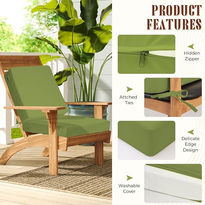Deep Seat Patio Cushions Set, 22x22 Inch Waterproof & Fade Resistant Outdoor Chair Cushions, Thick Padded Replacement Sofa Cushions for Garden Yard Furniture