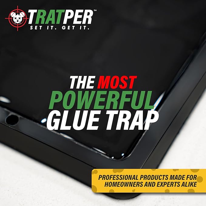 TRATPER Glue Traps for Mice,Rat,Mouse,Snake,Lizard,Insect. 12 Pack. Extra Strength,Pre-Baited Adhesive.Heavy Duty Plastic Tray.Non-Toxic,Chemical-Free Pest Control for Home. 12Pack