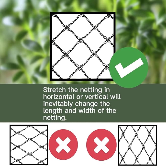 Bird Netting 15x15 Ft, 1/2In Mesh Heavy Duty Garden Netting Pest Barrier for Plants, Fruit Trees, Vegetables, Extra Strong Woven Mesh Netting, Animal Fencing Against Birds, Deer, Poultry