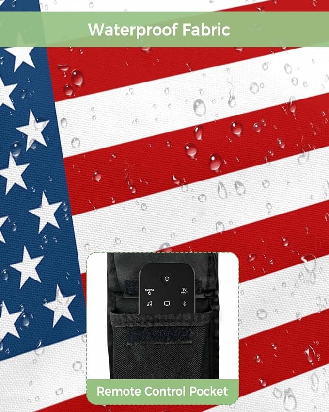 American Flag Outdoor TV Cover 30 to 32 Inches Weatherproof & Waterproof, Red Striped Blue Star Outdoor TV Enclosure with Remote Control Pocket, The USA Flag TV Screen Protectors for Outside TV