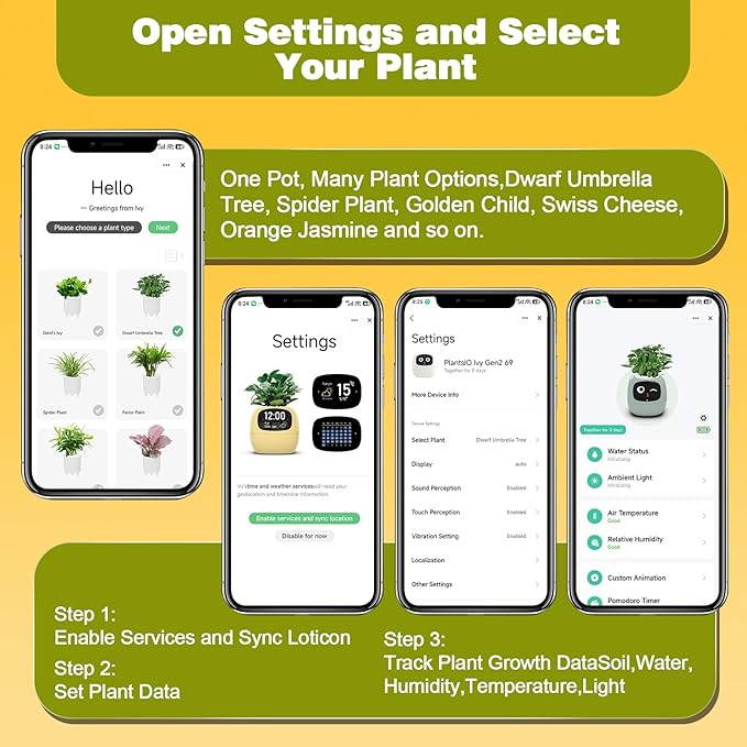 Smart Planter with App Control, Self-Watering AI Plant Pot with LCD Display, Interactive Desk Plant Companion for 100+ Plants, Smart Indoor Planter with Pomodoro Timer,80ml Reservoir,Calendar-White