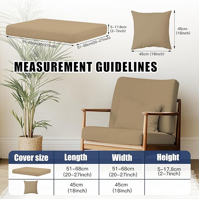 12-Piece Outdoor Cushion & Pillow Cover Set, 8 Seat Covers + 4 Pillow Covers, Stretch Patio Furniture Slipcovers for Sofa Sectional Chair