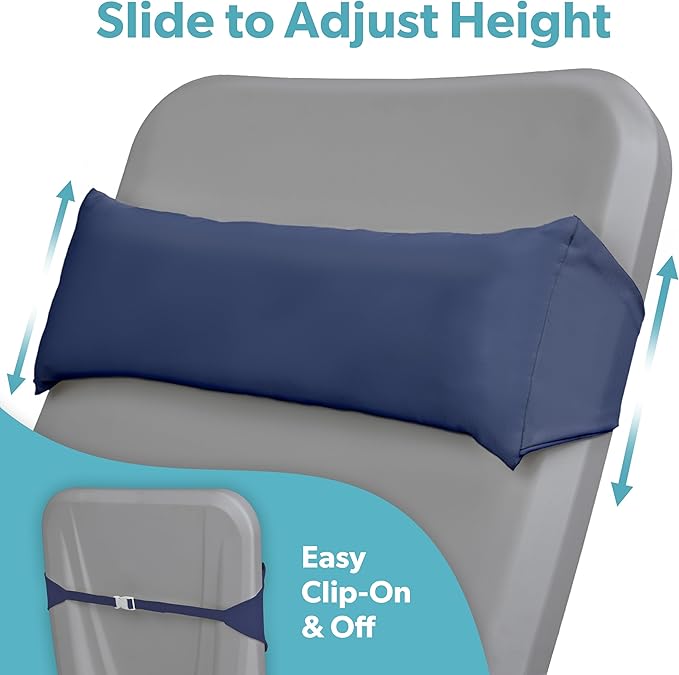 GoSports Coast Modern Outdoor Lounge Chair Pillow with Strap - Waterproof Headrest Pillow for Pool Lounger & Patio Chaise Cushions