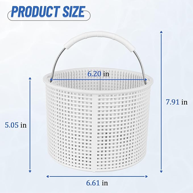 Upgrade Pool Skimmer Basket - Stainless Steel Handle & Rubber Grip | Direct Replacement for Hayward SPX1082CA & Aladdin B-152, Compatible with Hayward SP1082, SP1075 In-Ground Pool Skimmers