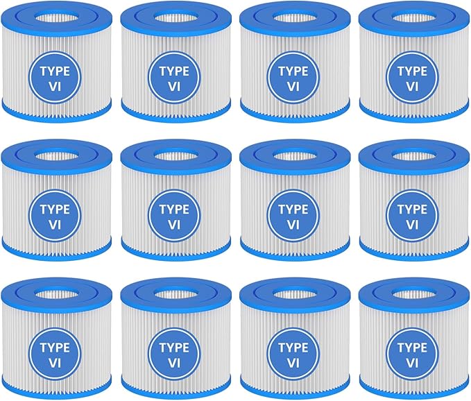 Type Ⅵ Hot Tub Spa Filter Replacement Compatible with Lay-Z-Spa, Coleman SaluSpa 90352E 58323 90427E, Inflatable Hot Tub, Swimming Pool Pump Filter Type Ⅵ Cartridge, 12 Pack