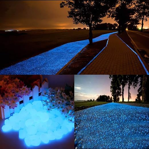 2.4Lbs 550Pcs Glow in the Dark Stones Garden Pebbles Rocks Indoor Outdoor Decor Luminous Stone for Walkways Driveway Yard Grass Fish Tank Halloween Decoration Large Bag