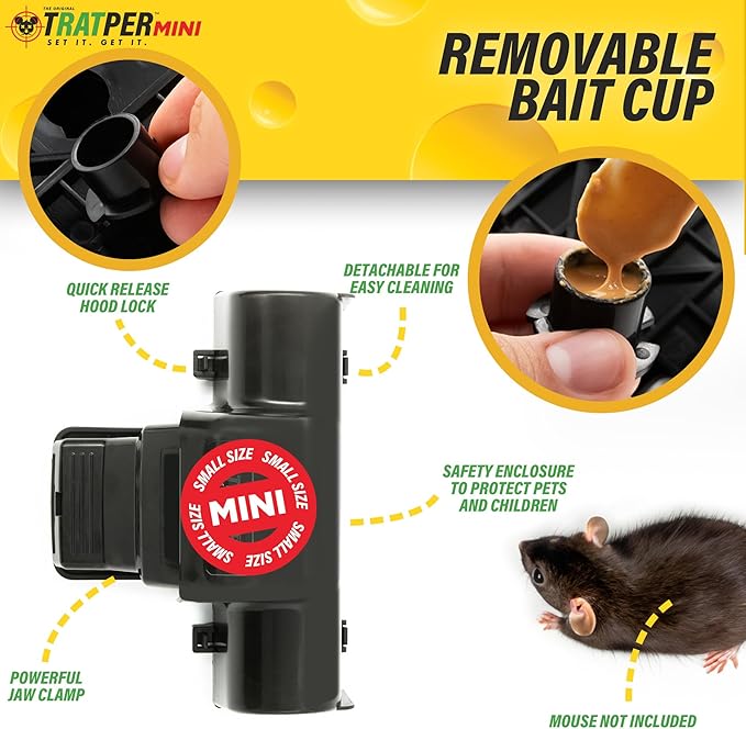 Tratper Mouse Tunnel Traps. Prevents Accidental Triggering with Dual Tunnel Design. Covered Snap Traps for Humane Kill, Safe and Reusable, Pest Control for Mice, Indoor & Outdoor Use, 4 Pack