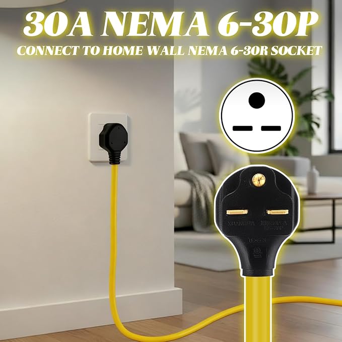 Kanayu 15FT NEMA 6-30P to 14-50R EV Charger Adapter Cord, 30 Amp 240V HVAC to 50 Amp Level 2 EV Charging Power Adaptor Cord, STW 10 AWG/3C, ETL Listed (Not for RV or Dryer)