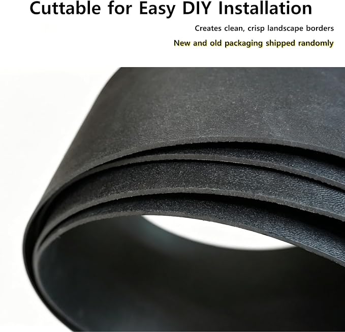 A ANLEOLIFE 40FT Flexible Plastic Landscape Edging Coil, 5" Black Garden Border for Yard, Flower Beds & Pathways, Anti-UV, 12 Stakes for Easy Install