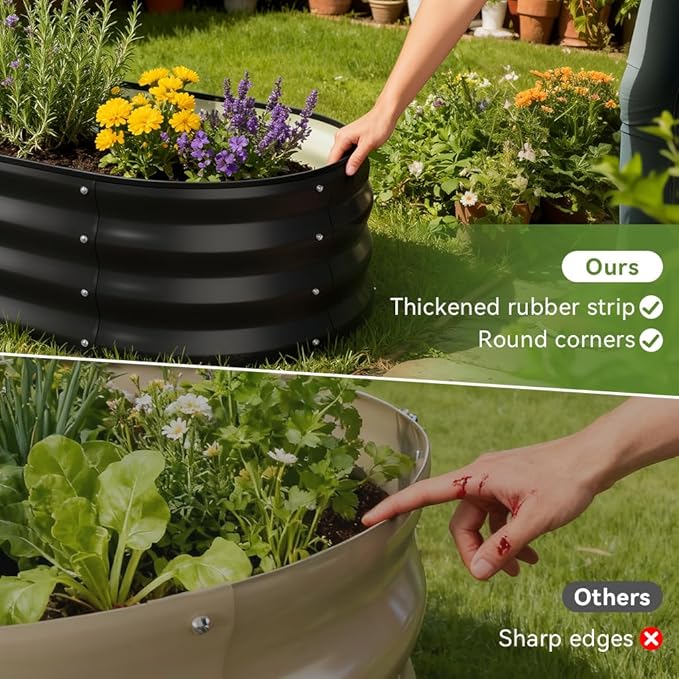 COMHOMA 2 Pack Raised Garden Bed 4x2x1ft,Galvanized Metal Planter Box Kit for Outdoor Gardening,Large Vegetable Flower Growing Beds with Gloves Tools,Black
