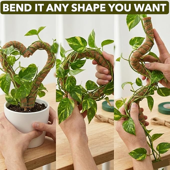 2 Pack of 48” Bendable Moss Pole for Monstera,Flexible Coco Coir, Large Plant Support for Climbing Plants with Reinforced 5mm Aluminum Core-Plant Stake for Pothos & Philodendron-Monstera Support