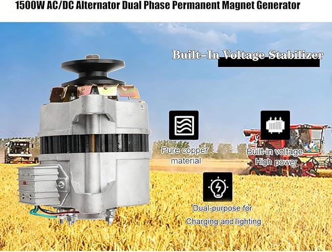 Permanent Magnet Alternator Generator 1500W AC 14V PMA Low Rpm Single Phase AC/DC Synchronous Generator with Built-in Voltage Stabilizer