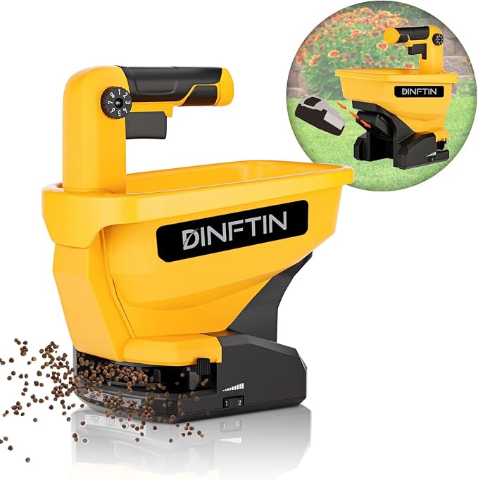 Dinftin Battery Operated Spreader Compatible for Dewalt 20V/60V Li-ion Battery, Seed Spreader Handheld Available Year-Round, Grass Seeds, Rock Salt and De-icer Out-Doors (Battery not Included)
