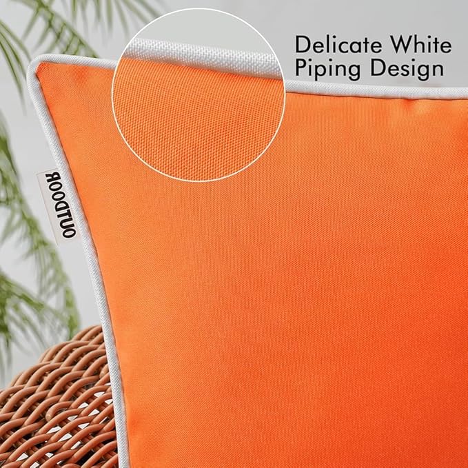MIULEE Pack of 2 Outdoor Waterproof Pillow Covers Decorative Lumbar Throw Pillows Solid Color Farmhouse Couch Cushion Covers for Patio Tent Bed Sofa Living Room 12x20 Inch Bright Orange