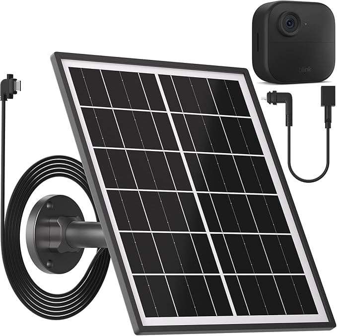 5W Solar Panel Charger Compatible with All-New Blink Outdoor 4 (4th Gen)/(3rd Gen) & XT3/XT2/XT Cam, Power Your Blink Indoor or Outdoor Cam Continuously with 13.1 Ft Power Cable and Mount