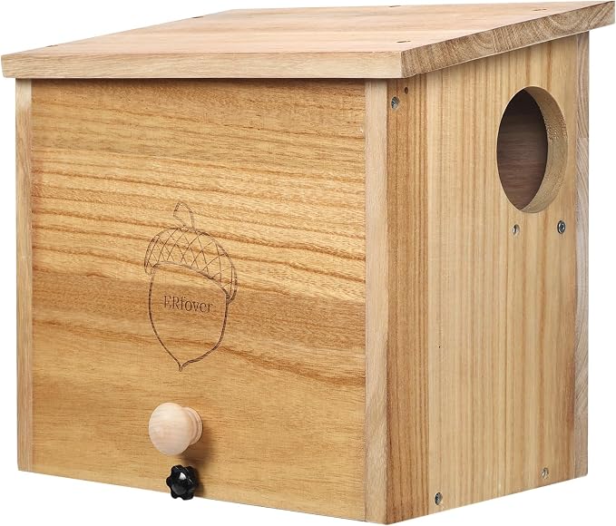 Squirrel Family House Pine Nesting Wooden Box for Shelter Breeding Living Residence with Vanish Finished (Medium)
