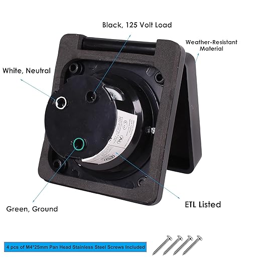Veepeak 30 Amp Shore Power Inlet NEMA L5-30P 125V Twist Locking Plug with Cover for Boat RV Trailer Camper Van, Weatherproof, Screws Included, ETL Listed