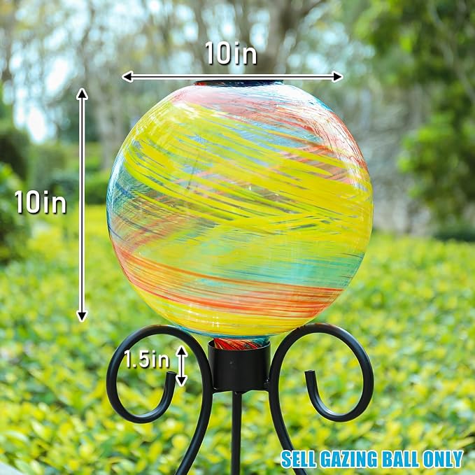 VCUTEKA Solar Gazing Ball, 10" Glass Gazing Balls Sphere with Solar Light for Garden Decor Lawn Outdoor Yard Decorative