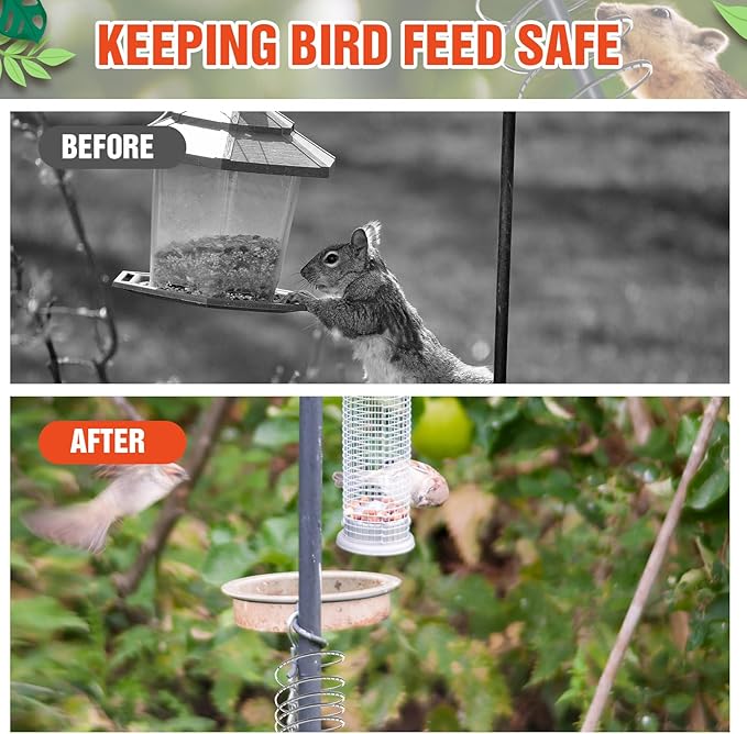 Qualirey 6 Pcs Metal Squirrel Baffle Squirrel Proof Spring for Bird Feeders Spring Coil Guard Protects Hanging Bird Feeders for Outdoor (Silver)