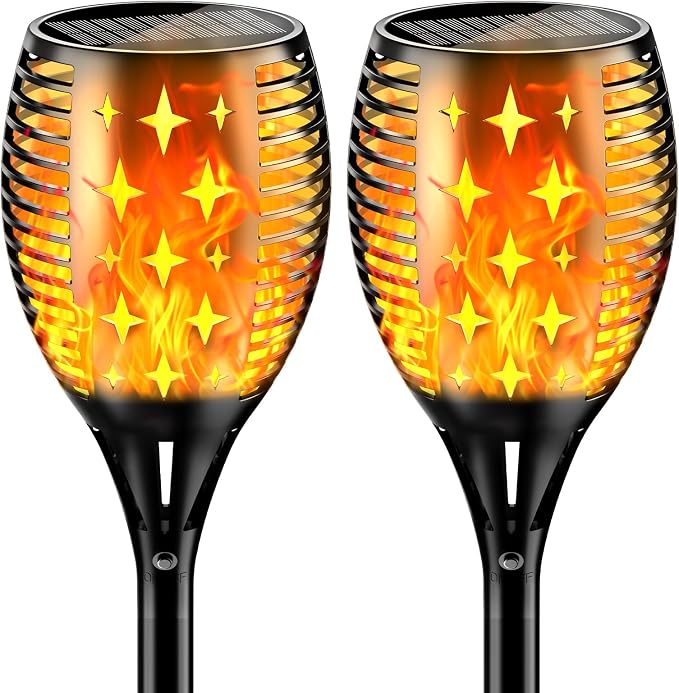 YoungPower 43'' Large Solar Torch Lights Flickering Flames Torches, Waterproof Outdoor Flame Decoration Lighting for Yard Driveway, 2 Pack