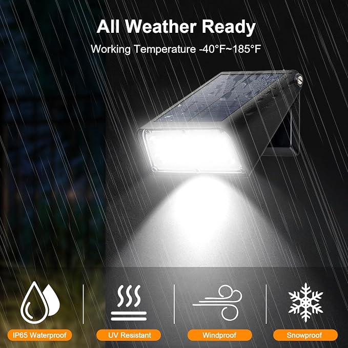 Waterproof Solar Fence Lights, Up to 30+ Hours Runtime Dusk to Dawn, RGB Color Changing Red White Blue Fixed Color for 4th of July Father's Day Decor Gift, Solar Deck Lights for Yard Garden