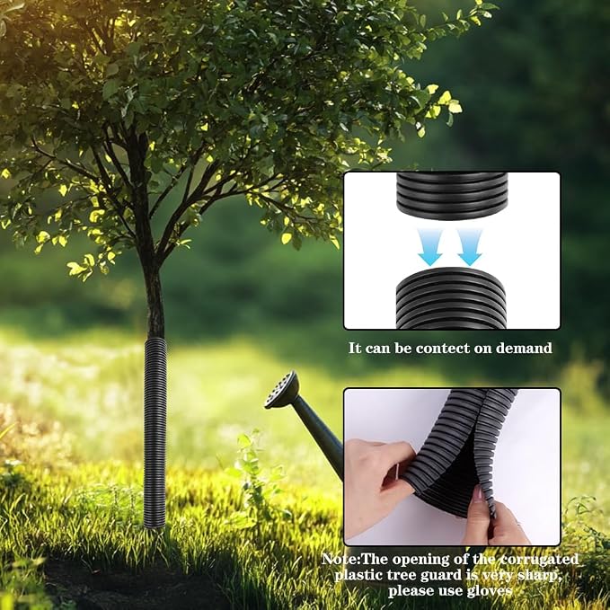 GRETJOB 24 Pcs Tree Trunk Protector Guard, 2 Size Sapling Tree Protector from Deer, Tree Bark Protectors Guard Tube Wraps to Protect Bark, Sapling from Rodents, Mowers, Animals (15.7 x 2, 15.7 x 1.6)