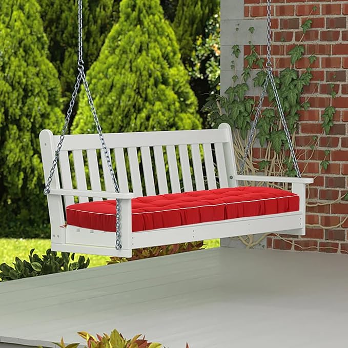 3 Seat 57 Inches Outdoor Porch Swing Cushions,Water-Resistant Tufted Patio Swing Replacement Cushions