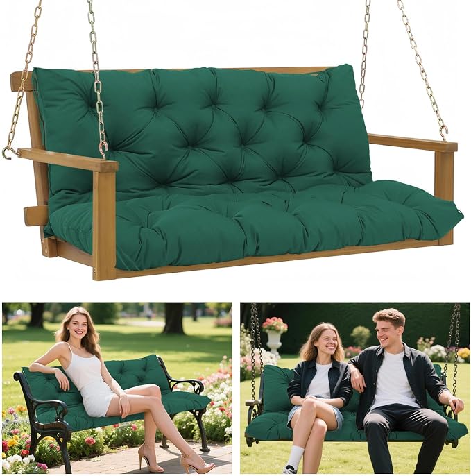5" Thick Waterproof Porch Swing Cushion 40 x 40 in 3 Seater Replacement Outdoor Swing Cushions with Back Support Patio Swing Cushion for Outdoor Bench Furniture