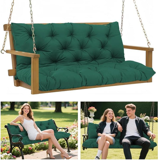5" Thick Waterproof Porch Swing Cushion 40 x 40 in 3 Seater Replacement Outdoor Swing Cushions with Back Support Patio Swing Cushion for Outdoor Bench Furniture