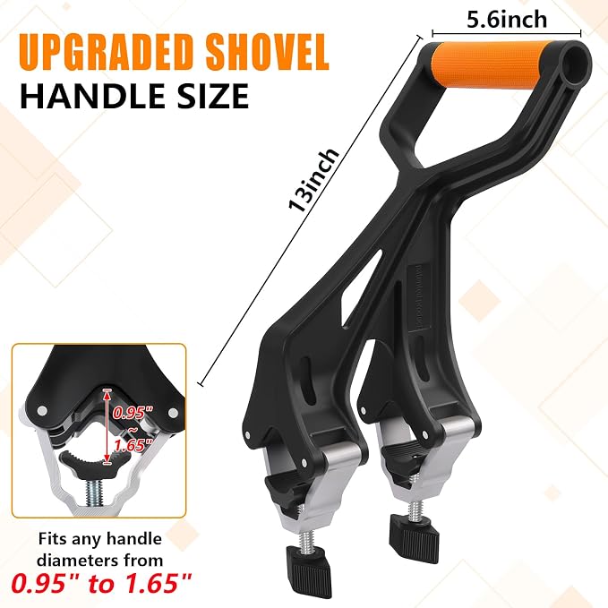 KJX Upgraded Shovel Handle Extension, Ergonomic Weed Trimmer Handle Replacement, Back Saver Attachment Universal Fit for Weed Trimmers, Rakes, String Trimmers, Shovels and More Yard Tools