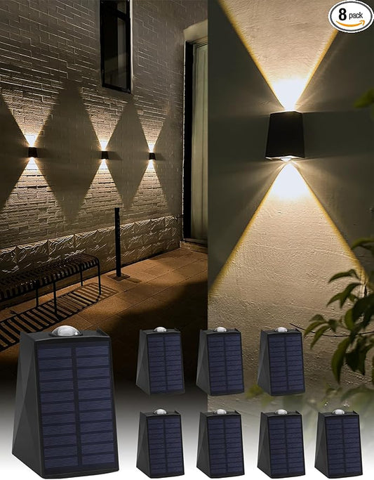 Mrzxy Solar Wall Lights Outdoor Waterproof Up Down Solar Lights Outdoor Dusk to Dawn Warm White for Fence, Wall