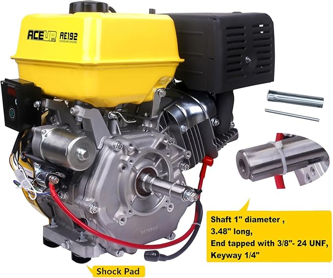 Aceup Energy Gas Engine Horizontal Shaft, 18HP 459cc Gas Motor with Electric Start EZ, 4 Stroke OHV, Shaft 1" Diameter