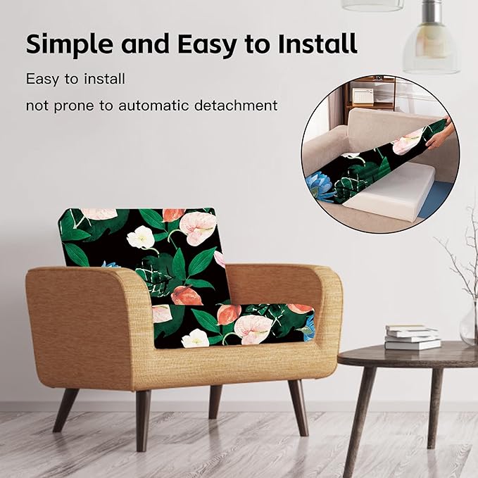8Pcs Patio Cushion Covers,Outdoor Cushions Covers,Stretch Cushion Covers Replacement, Washable and Reusable Furniture Protectors(Flowerbed)