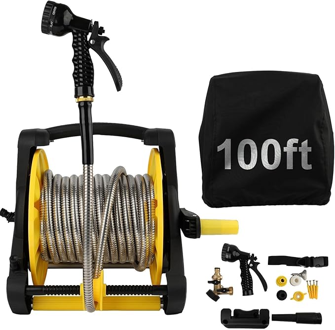Expandable Garden Hose 100ft with Multifunctional Spray Nozzle, Lightweight Portable Water Hose, Non-Kink Garden Hose， Easy to Store Garden Tools for Watering Lawn Yard Car -Includes Carry Bag