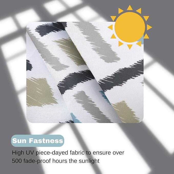 idee-home Outdoor Chair Cushions Set of 2, 17" x 17" x 3" Thick D-Shaped Patio Furniture Outdoor Seat Cushions Waterproof with Ties, Dining Pads