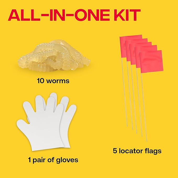 Victor Poison Moleworms - M6009 - 10 Worms, 5 Tunnel Locator Flags - Kills Moles Outdoors